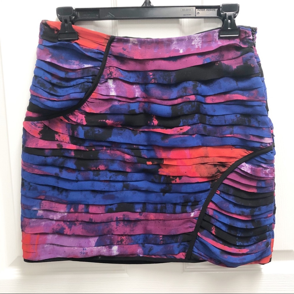 AQUA Bloomingdales Purple Blue Black Mini Skirt